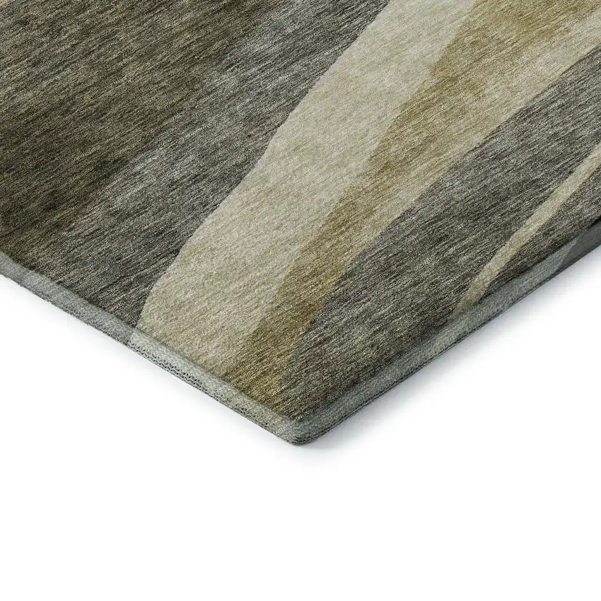 Taupe Beige And Ivory Abstract Washable Area Rug With UV Protection Photo 7