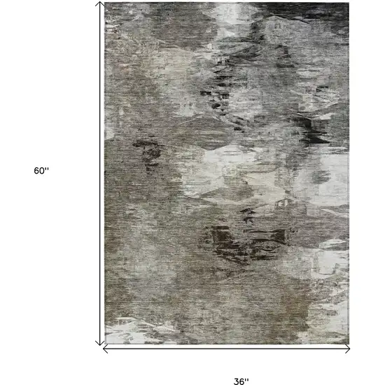 Taupe Beige And Ivory Abstract Washable Indoor Outdoor Area Rug Photo 3