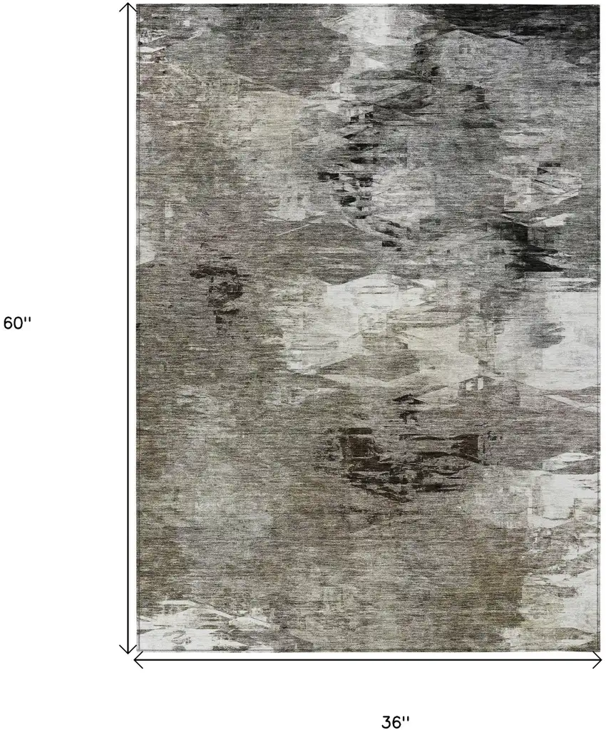 Taupe Beige And Ivory Abstract Washable Indoor Outdoor Area Rug Photo 3