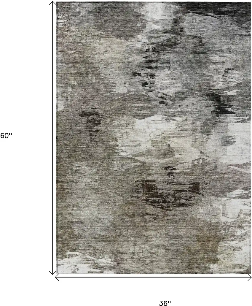 Taupe Beige And Ivory Abstract Washable Indoor Outdoor Area Rug Photo 3
