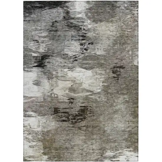 Taupe Beige And Ivory Abstract Washable Indoor Outdoor Area Rug Photo 5
