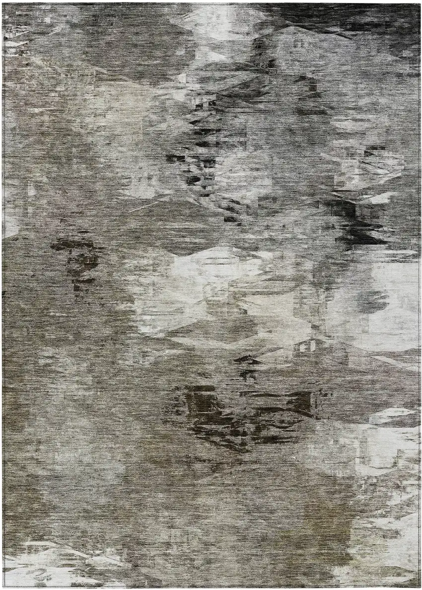 Taupe Beige And Ivory Abstract Washable Indoor Outdoor Area Rug Photo 2