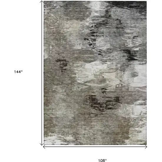 Taupe Beige And Ivory Abstract Washable Indoor Outdoor Area Rug Photo 3