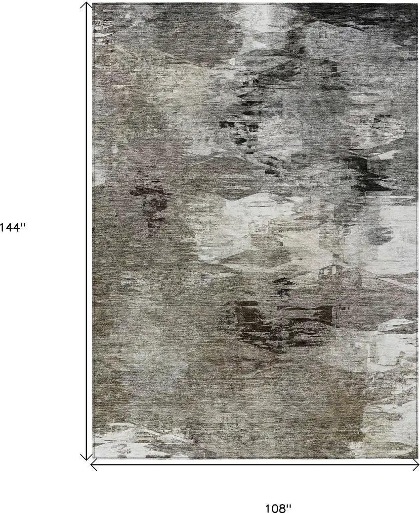 Taupe Beige And Ivory Abstract Washable Indoor Outdoor Area Rug Photo 3