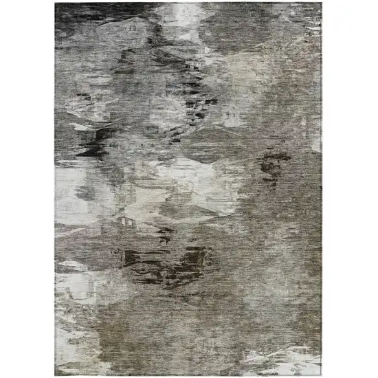Taupe Beige And Ivory Abstract Washable Indoor Outdoor Area Rug Photo 5