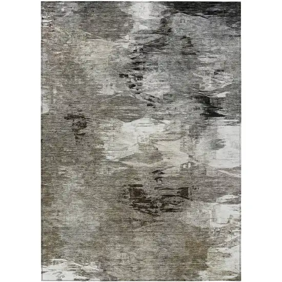 Taupe Beige And Ivory Abstract Washable Indoor Outdoor Area Rug Photo 2