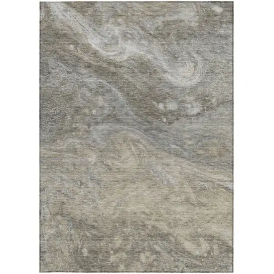 Taupe Beige And Ivory Abstract Washable Indoor Outdoor Area Rug Photo 6