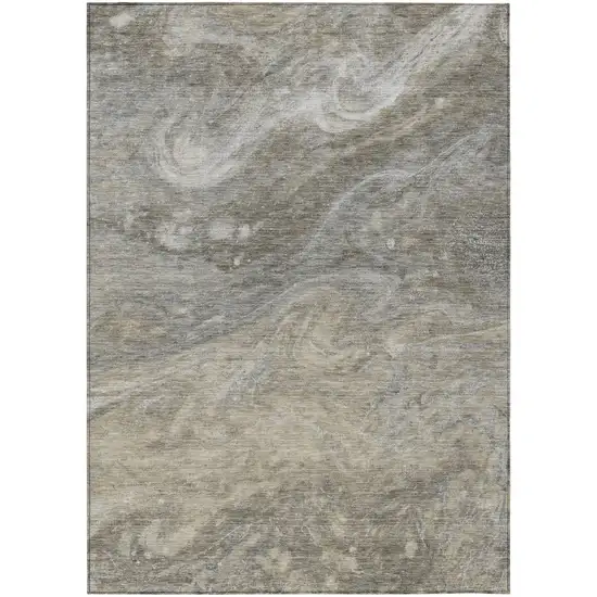 Taupe Beige And Ivory Abstract Washable Indoor Outdoor Area Rug Photo 2