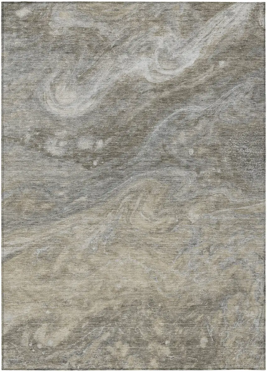 Taupe Beige And Ivory Abstract Washable Indoor Outdoor Area Rug Photo 2