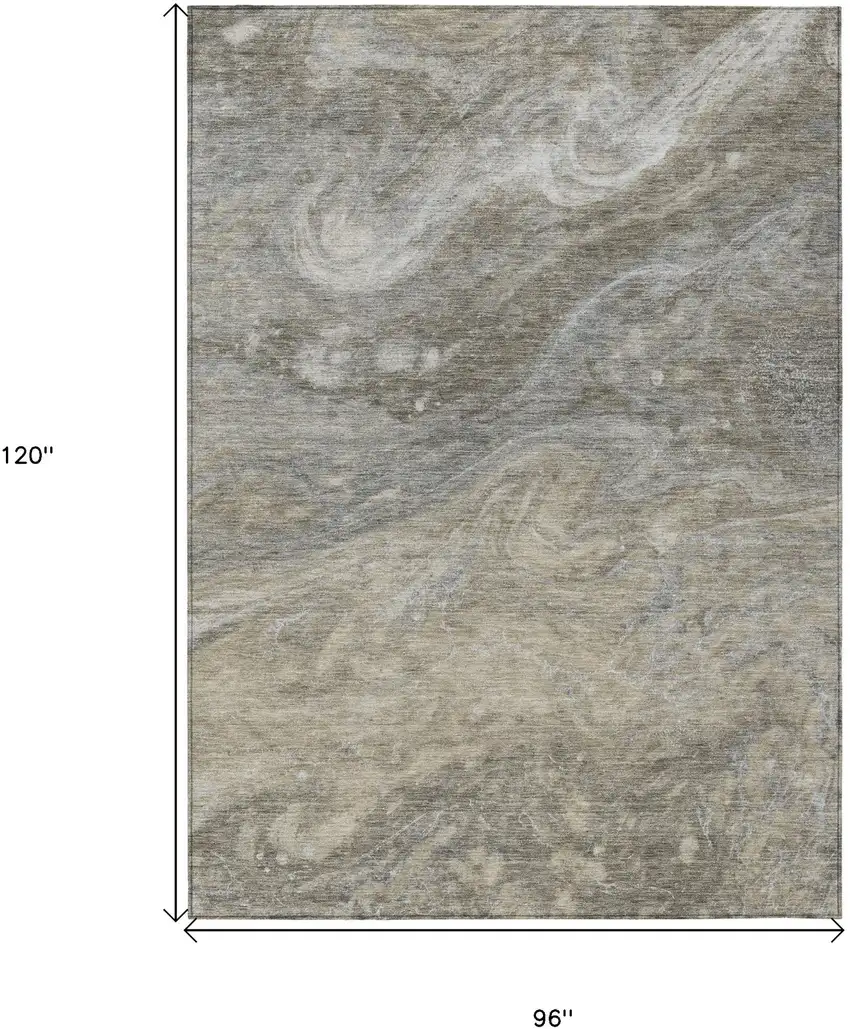 Taupe Beige And Ivory Abstract Washable Indoor Outdoor Area Rug Photo 3
