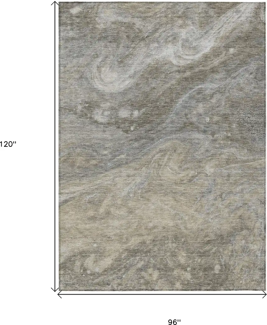 Taupe Beige And Ivory Abstract Washable Indoor Outdoor Area Rug Photo 3