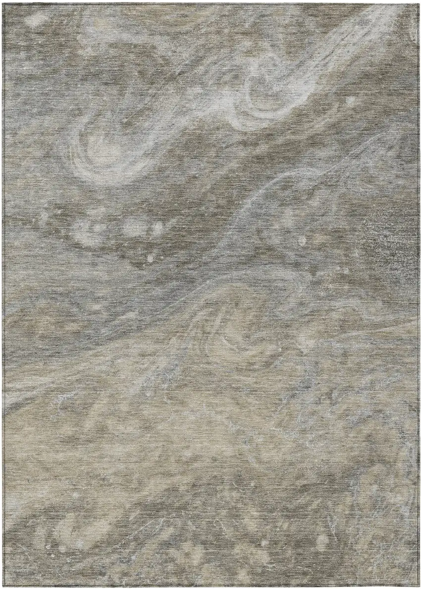 Taupe Beige And Ivory Abstract Washable Indoor Outdoor Area Rug Photo 2