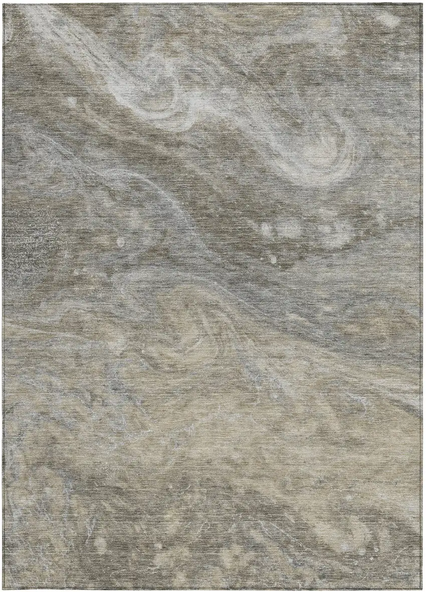 Taupe Beige And Ivory Abstract Washable Indoor Outdoor Area Rug Photo 6