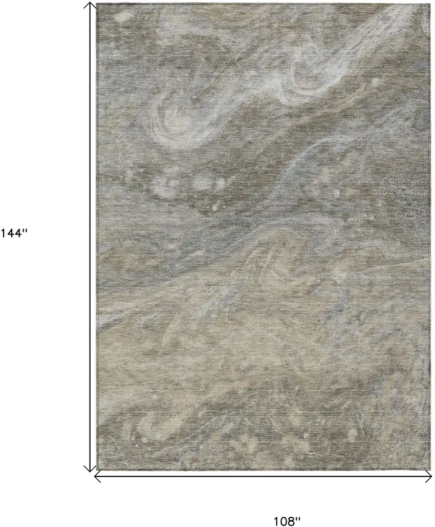 Taupe Beige And Ivory Abstract Washable Indoor Outdoor Area Rug Photo 3