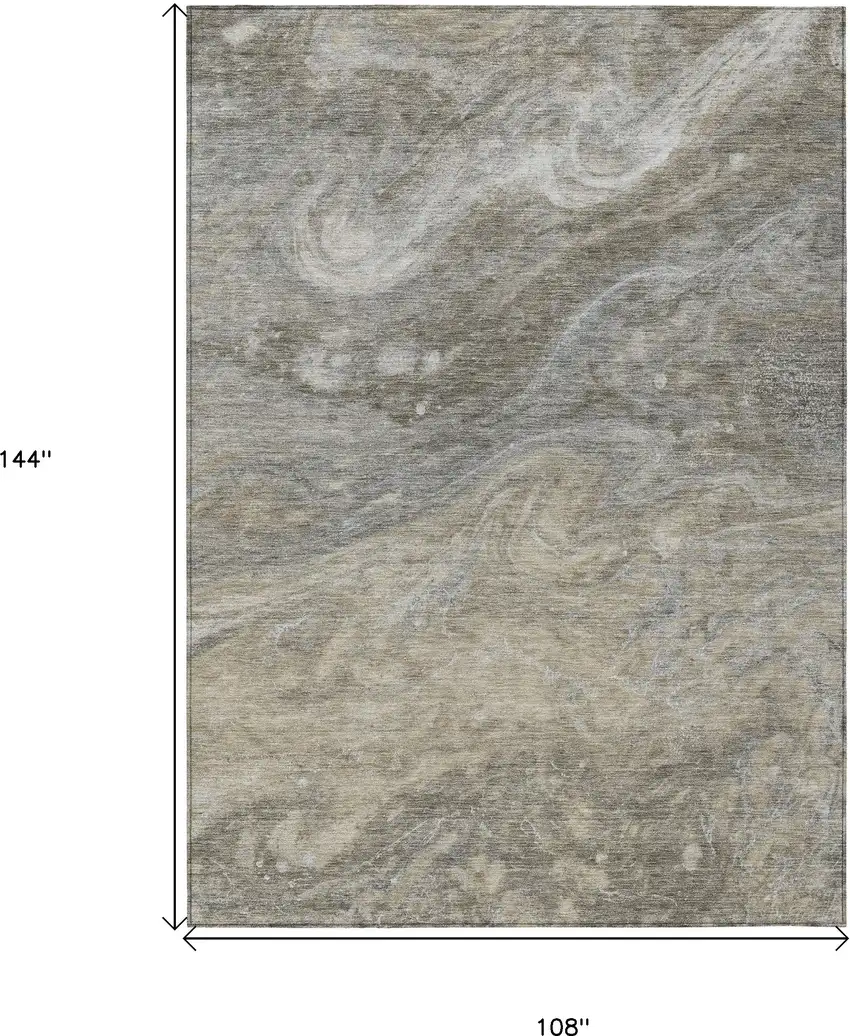 Taupe Beige And Ivory Abstract Washable Indoor Outdoor Area Rug Photo 3