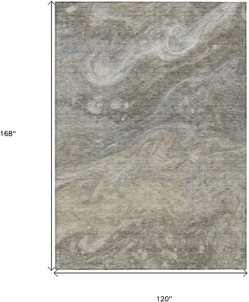 Taupe Beige And Ivory Abstract Washable Indoor Outdoor Area Rug Photo 3
