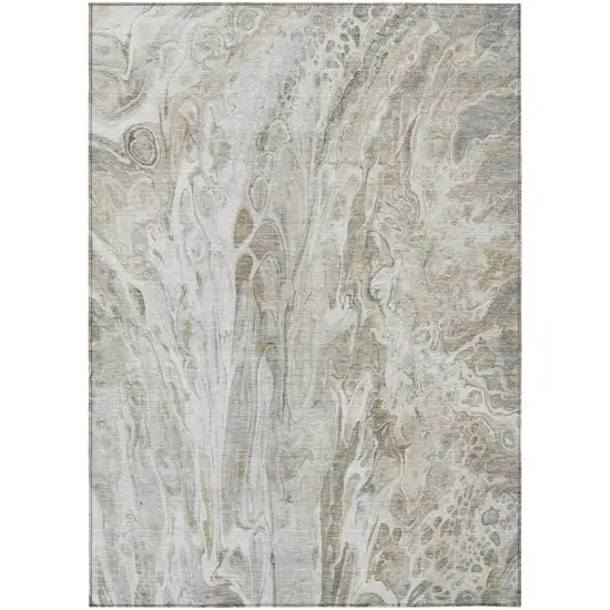 Taupe Beige And Ivory Abstract Washable Indoor Outdoor Area Rug Photo 2
