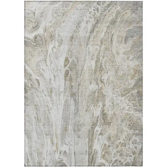 Taupe Beige And Ivory Abstract Washable Indoor Outdoor Area Rug Photo 2