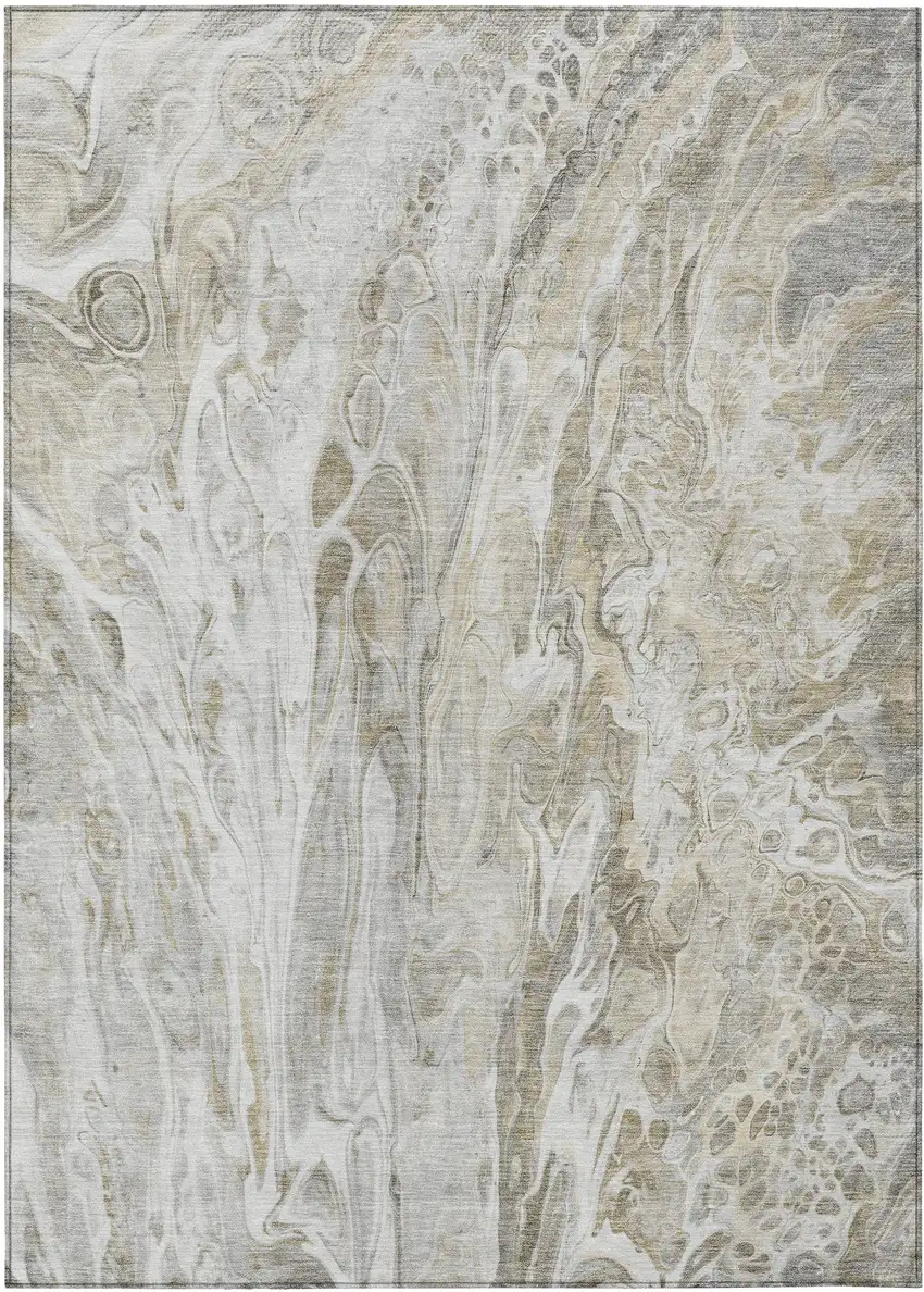 Taupe Beige And Ivory Abstract Washable Indoor Outdoor Area Rug Photo 2