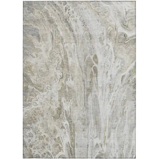 Taupe Beige And Ivory Abstract Washable Indoor Outdoor Area Rug Photo 6