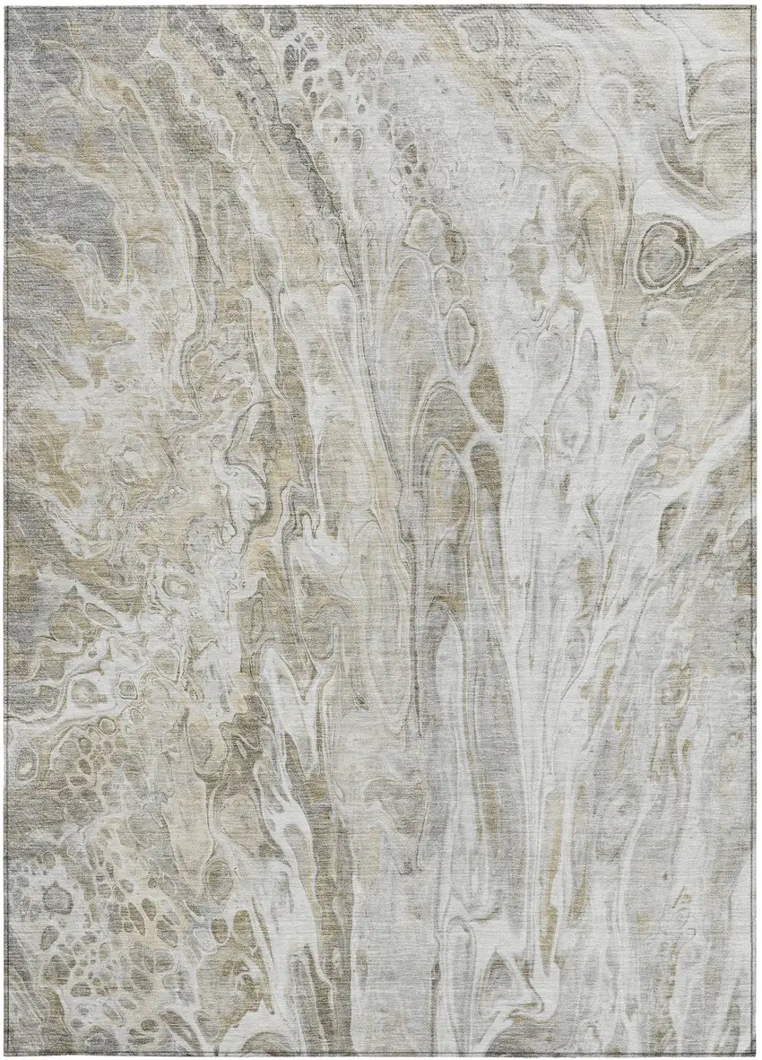 Taupe Beige And Ivory Abstract Washable Indoor Outdoor Area Rug Photo 6