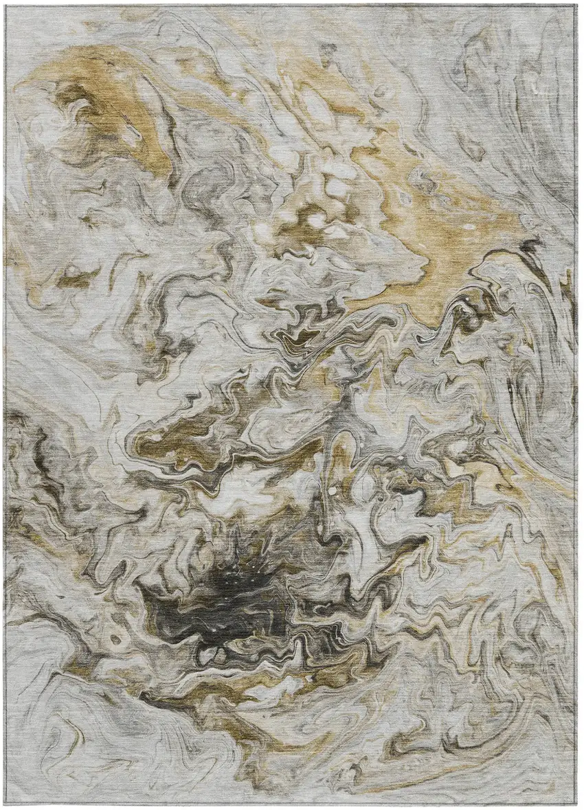 Taupe Beige And Ivory Abstract Washable Indoor Outdoor Area Rug Photo 6