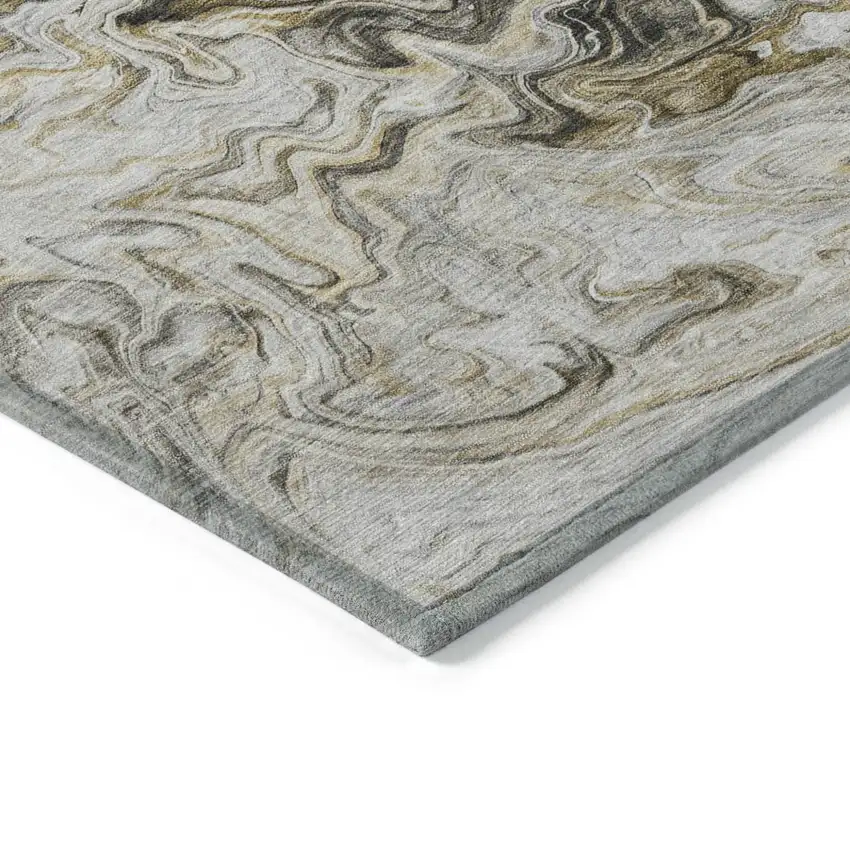 Taupe Beige And Ivory Abstract Washable Indoor Outdoor Area Rug Photo 4