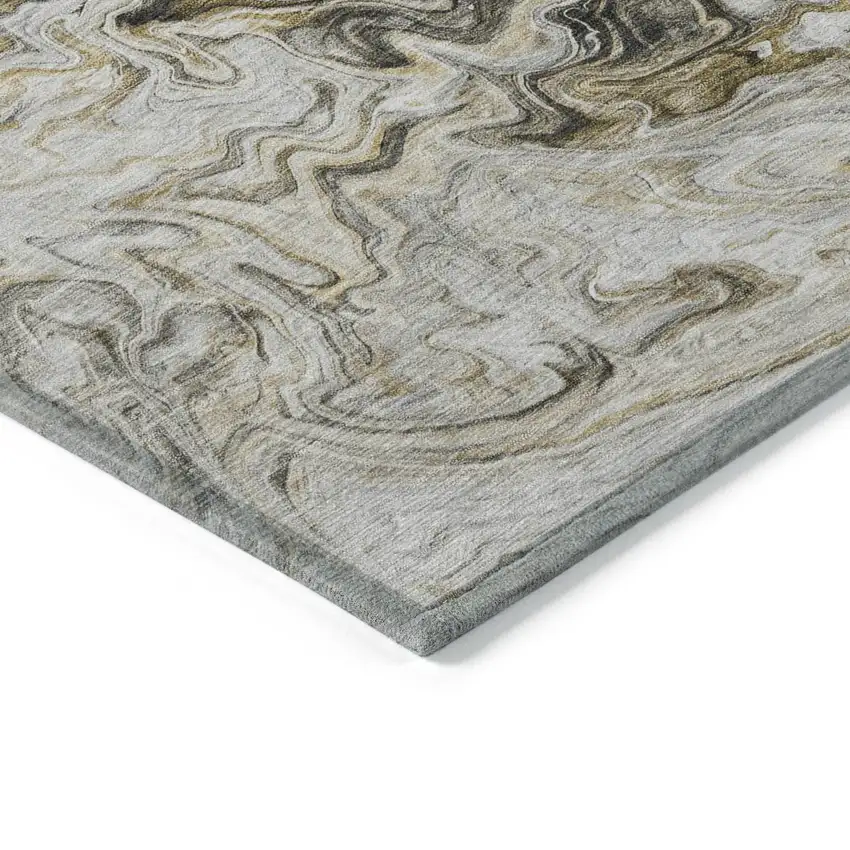 Taupe Beige And Ivory Abstract Washable Indoor Outdoor Area Rug Photo 4