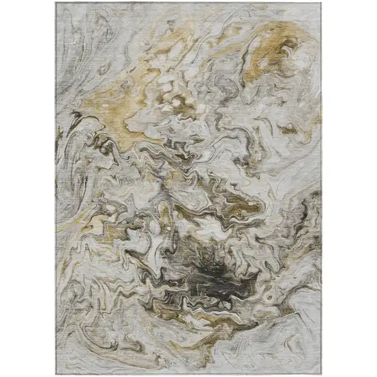 Taupe Beige And Ivory Abstract Washable Indoor Outdoor Area Rug Photo 1