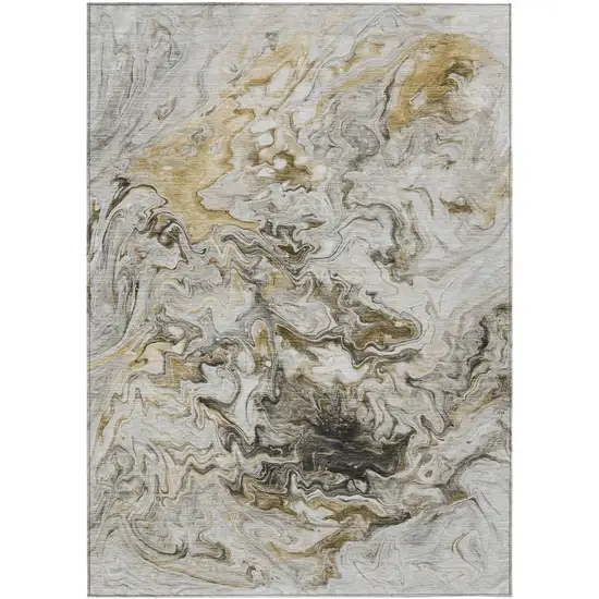 Taupe Beige And Ivory Abstract Washable Indoor Outdoor Area Rug Photo 1