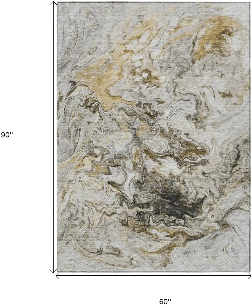 Taupe Beige And Ivory Abstract Washable Indoor Outdoor Area Rug Photo 3
