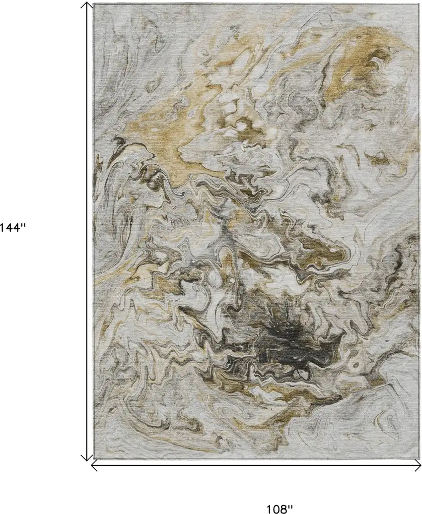 Taupe Beige And Ivory Abstract Washable Indoor Outdoor Area Rug Photo 3