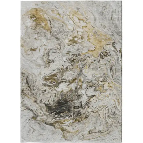 Taupe Beige And Ivory Abstract Washable Indoor Outdoor Area Rug Photo 7