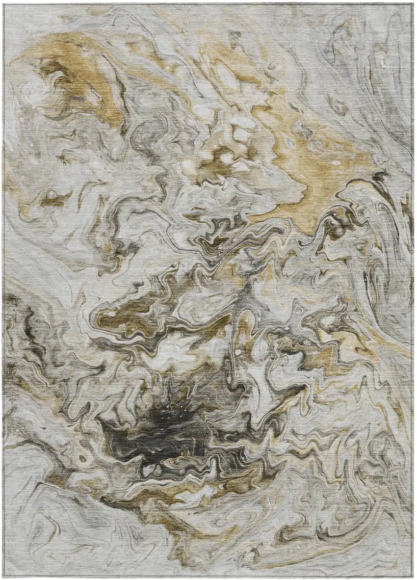 Taupe Beige And Ivory Abstract Washable Indoor Outdoor Area Rug Photo 7