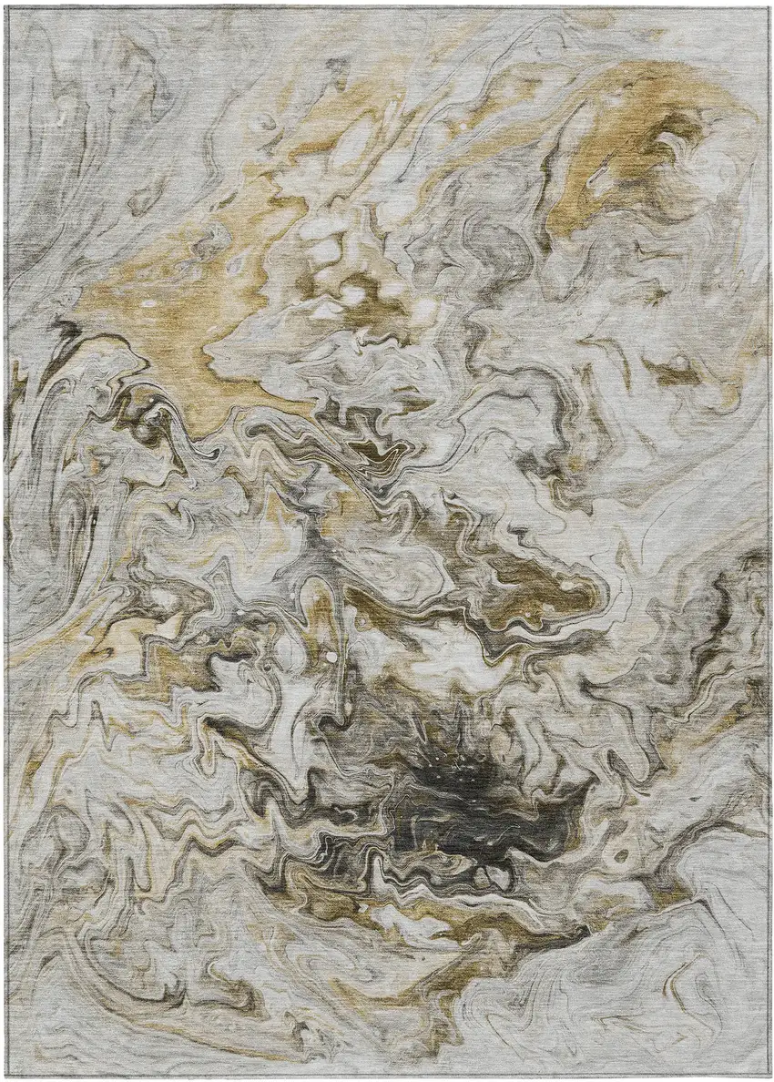 Taupe Beige And Ivory Abstract Washable Indoor Outdoor Area Rug Photo 2