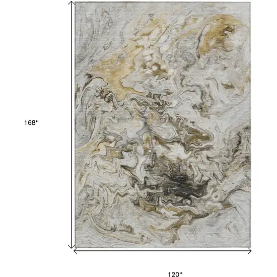 Taupe Beige And Ivory Abstract Washable Indoor Outdoor Area Rug Photo 3
