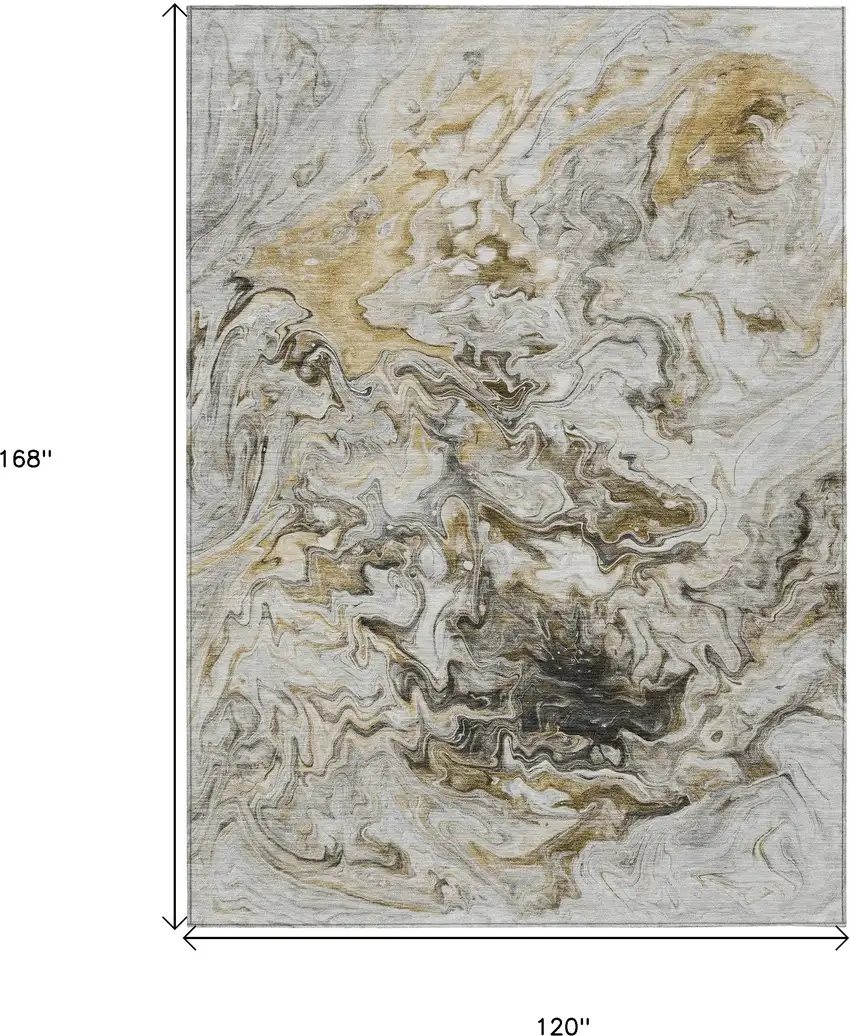 Taupe Beige And Ivory Abstract Washable Indoor Outdoor Area Rug Photo 3