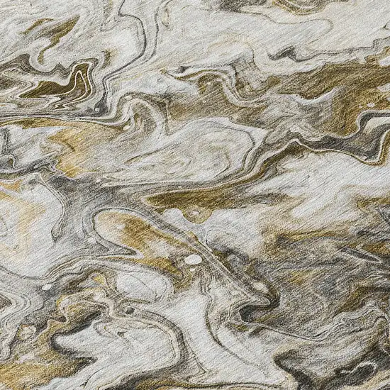 Taupe Beige And Ivory Abstract Washable Indoor Outdoor Area Rug Photo 6