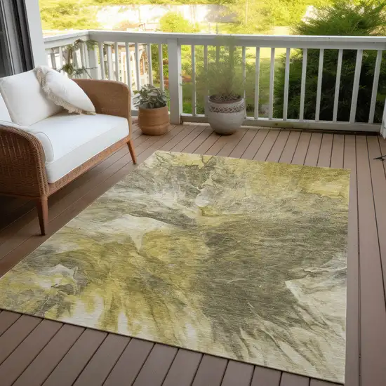 Taupe Beige And Ivory Abstract Washable Indoor Outdoor Area Rug Photo 7