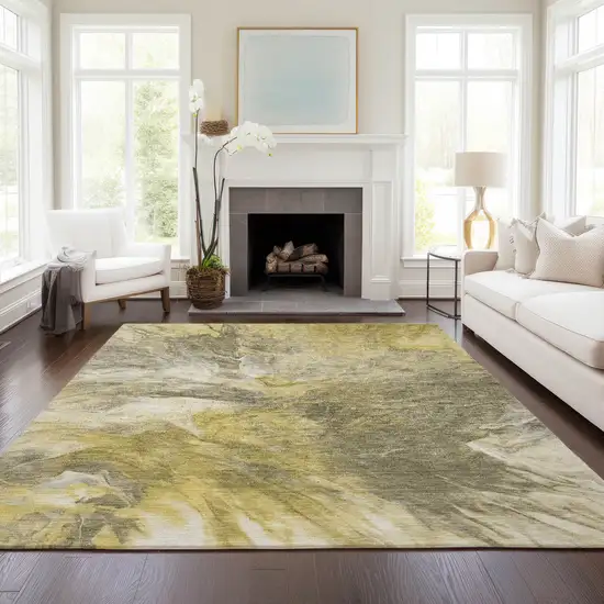 Taupe Beige And Ivory Abstract Washable Indoor Outdoor Area Rug Photo 8
