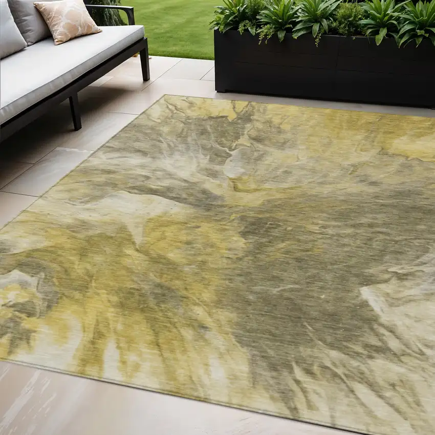 Taupe Beige And Ivory Abstract Washable Indoor Outdoor Area Rug Photo 1