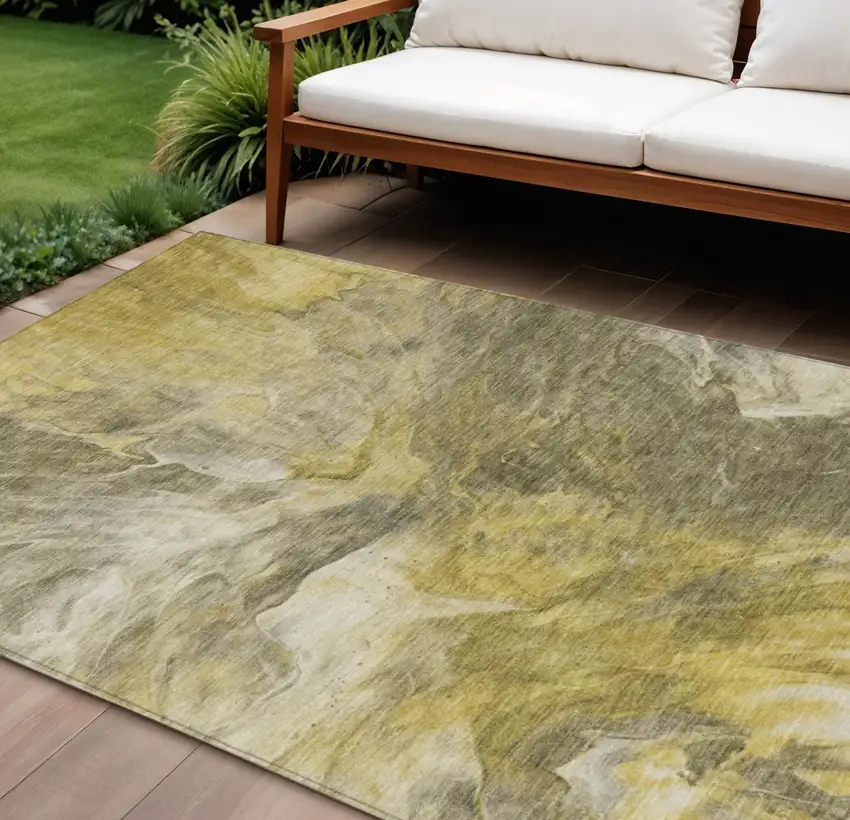 Taupe Beige And Ivory Abstract Washable Indoor Outdoor Area Rug Photo 1