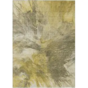 Photo of Taupe Beige And Ivory Abstract Washable Indoor Outdoor Area Rug