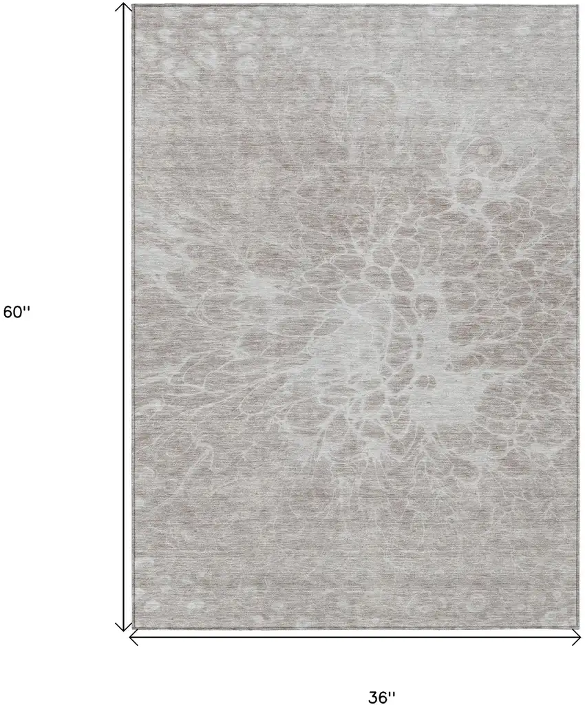 Taupe Beige And Ivory Abstract Washable Indoor Outdoor Area Rug Photo 3