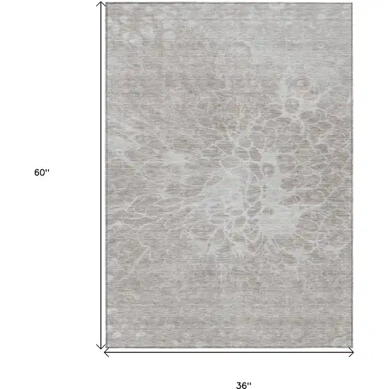 Taupe Beige And Ivory Abstract Washable Indoor Outdoor Area Rug Photo 3