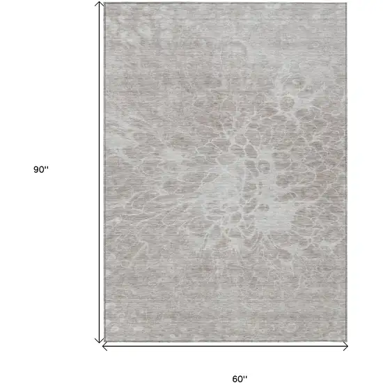 Taupe Beige And Ivory Abstract Washable Indoor Outdoor Area Rug Photo 3