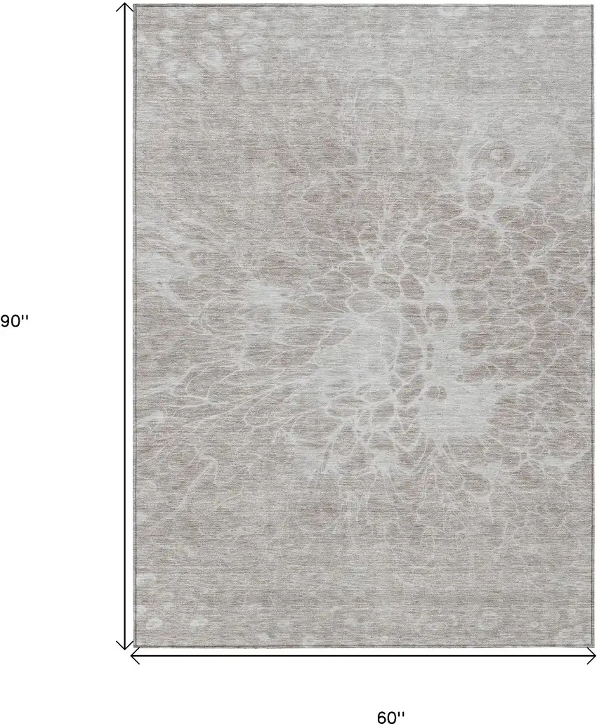 Taupe Beige And Ivory Abstract Washable Indoor Outdoor Area Rug Photo 3