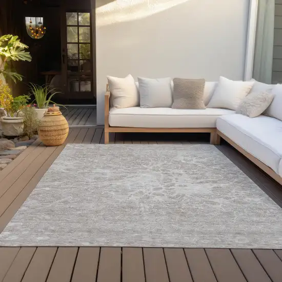 Taupe Beige And Ivory Abstract Washable Indoor Outdoor Area Rug Photo 8