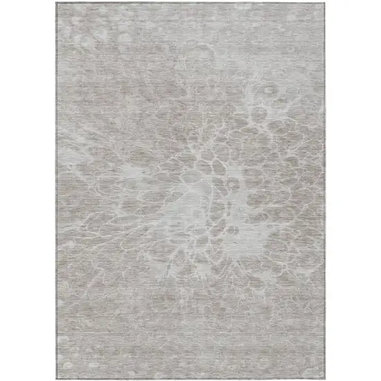 Taupe Beige And Ivory Abstract Washable Indoor Outdoor Area Rug Photo 2
