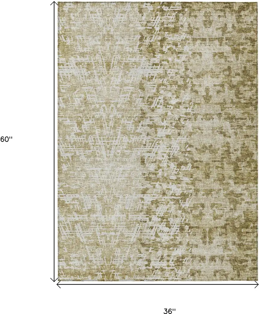 Taupe Beige And Ivory Abstract Washable Indoor Outdoor Area Rug Photo 3
